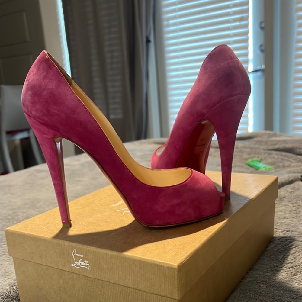 Christian Louboutin Pink Suede Stiletto Heels